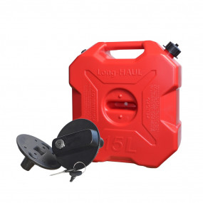 Pachet Suport și Canistră de 15L din plastic cu supapă de aerisire și furtun flexibil de turnare inclus, roșu, Emd4x4