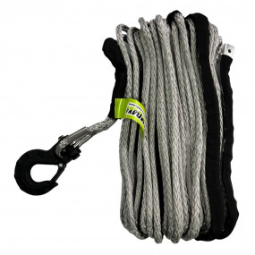 Plasmă (cablu) sintetică pentru troliu 10 mm x 28 m, sarcină rupere 9500 kg, cu cârlig, EMD4x4