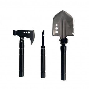 Set lopată pliabilă multifuncțională, 73 cm, oțel inoxidabil, lopată + topor + târnăcop + ciocan + cuțit, cutie depozitare inclusă, Emd4x4